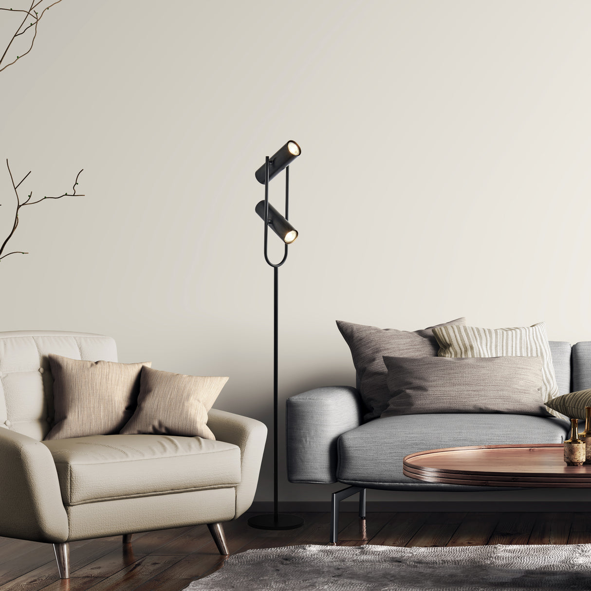 Searchlight Electric Telescope 2Lt Floor Lamp - Matt Black Metal 2792BK