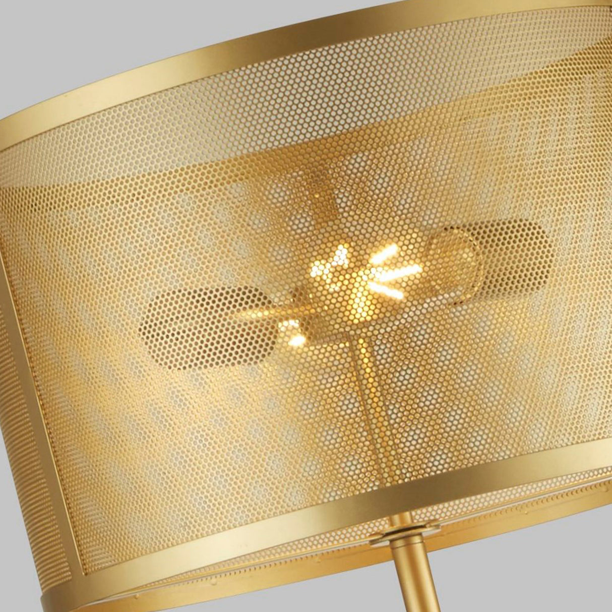 Searchlight Electric Fishnet Floor Lamp - Gold Metal & Mesh Shade 2832-2GO
