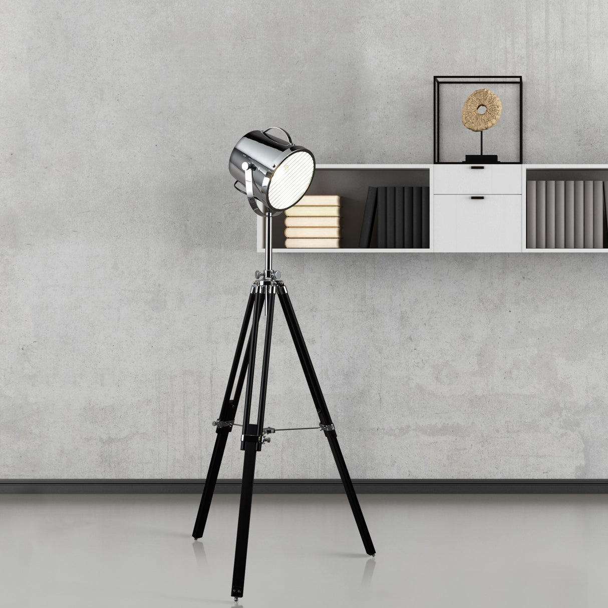 Searchlight Electric Studio Adjustable Floor Lamp Black & Chrome Shade 3013