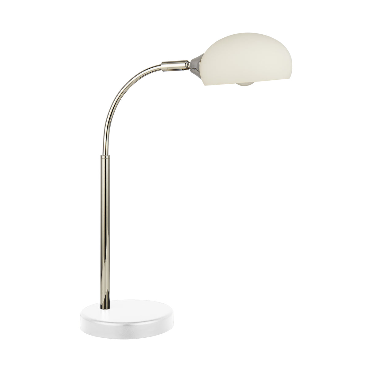 Searchlight Electric Astro Table Lamp - Black & Chrome Metal & Opal Glass Shade 3086-1WH