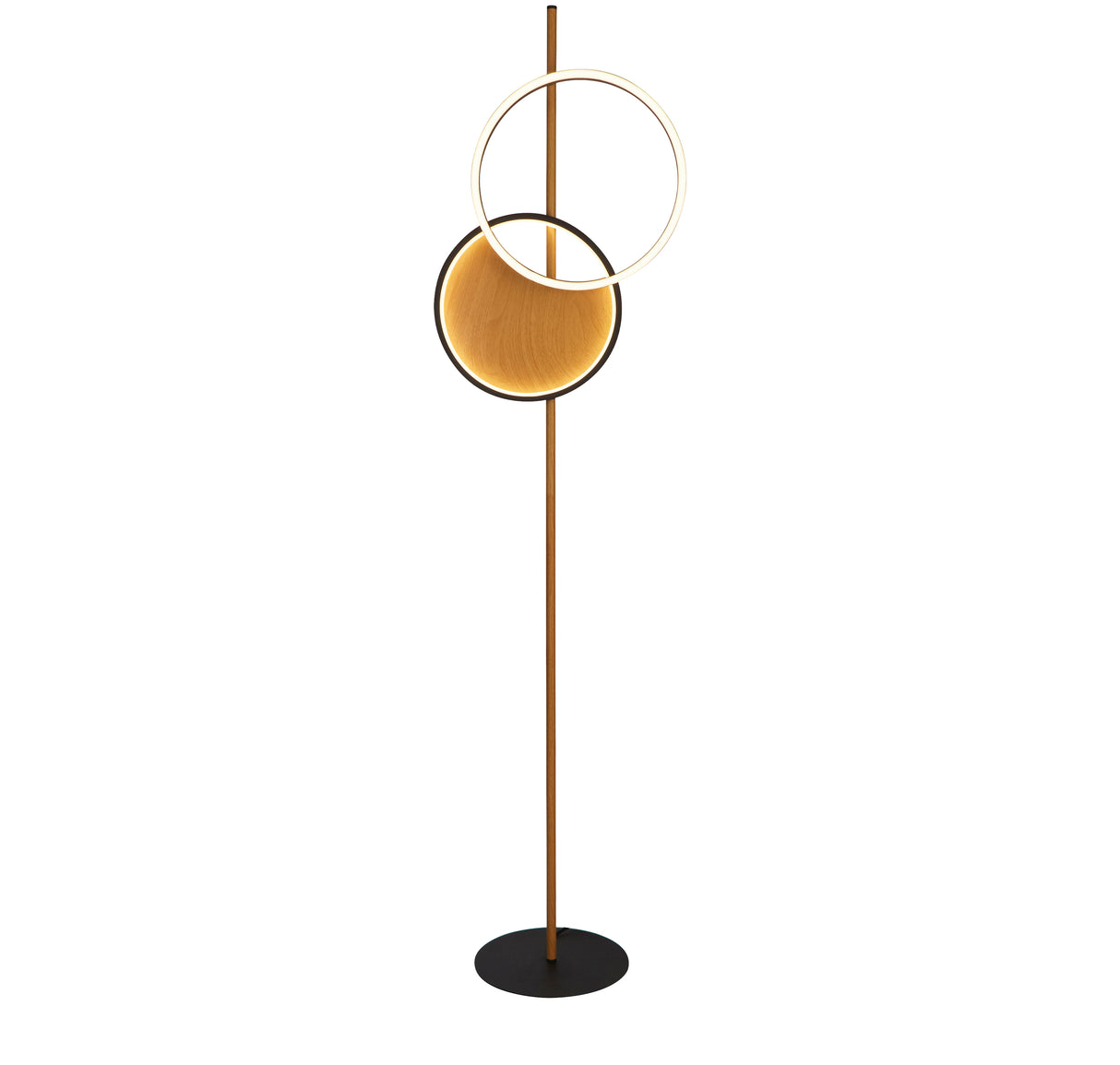 Curio Floor Lamp - Black Metal & Wood