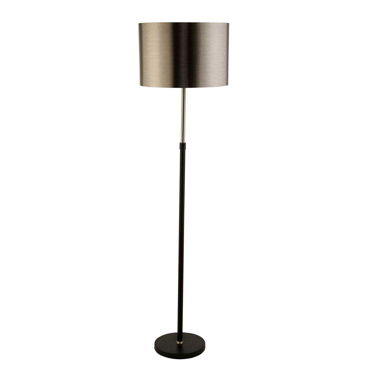 Searchlight Electric Rachel Floor Lamp - Black Metal, Satin Silver & Chrome Shade 3879BK