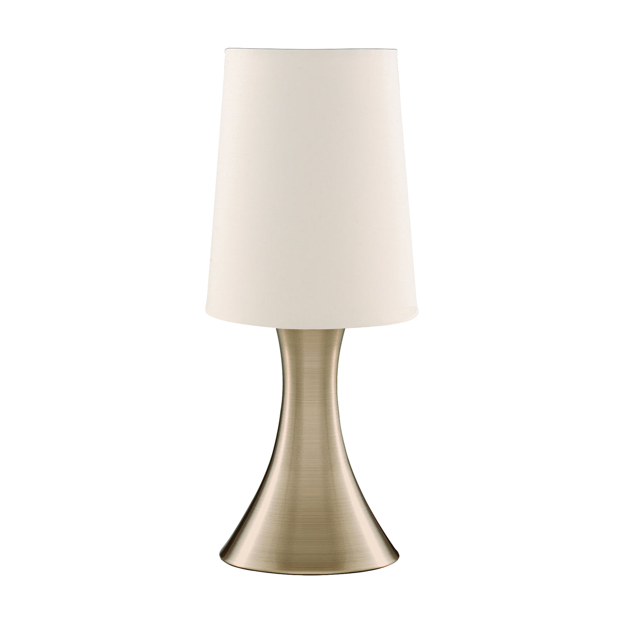 Searchlight Electric Touch Table Lamp - Antique Brass Metal & Cream Fabric Shade 3922AB