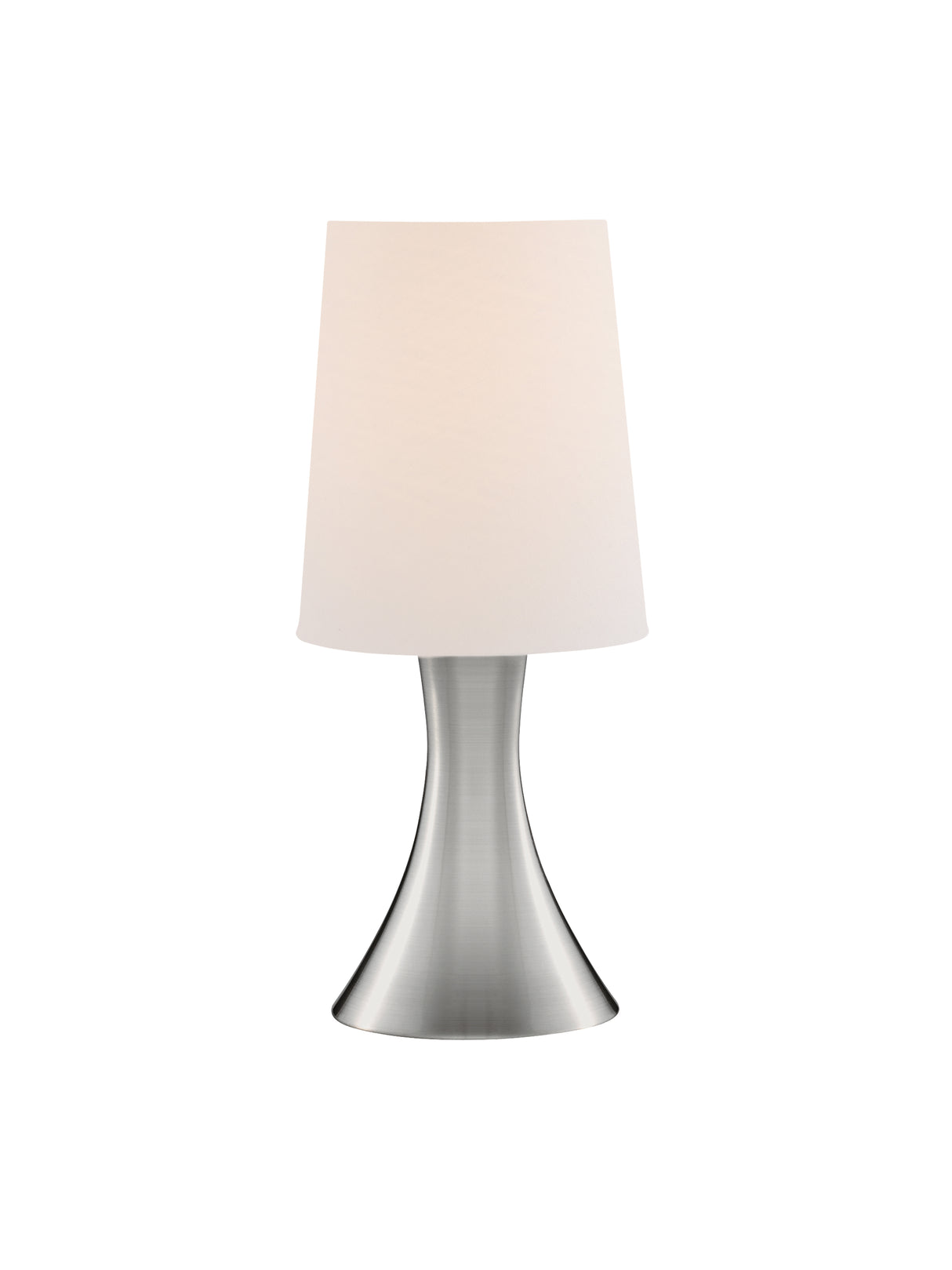 Touch Table Lamp - Satin Silver Metal & White Fabric Shade