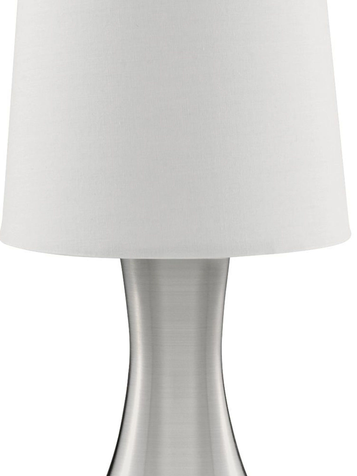 Searchlight Electric Touch Table Lamp - Satin Silver Metal & White Fabric Shade 3922SS