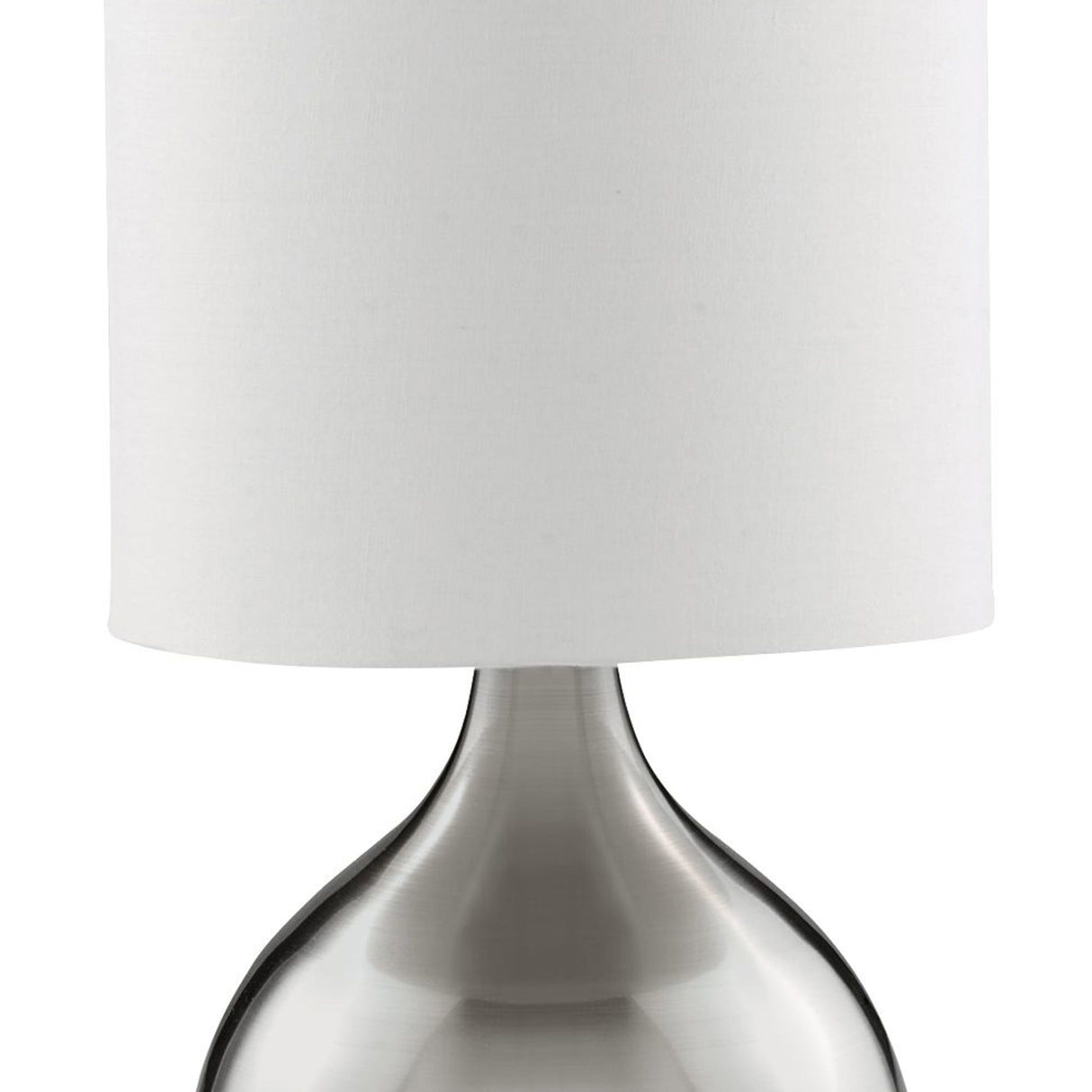 Searchlight Electric Touch Table Lamp - Satin Silver Metal & Ivory Fabric Shade 3923SS