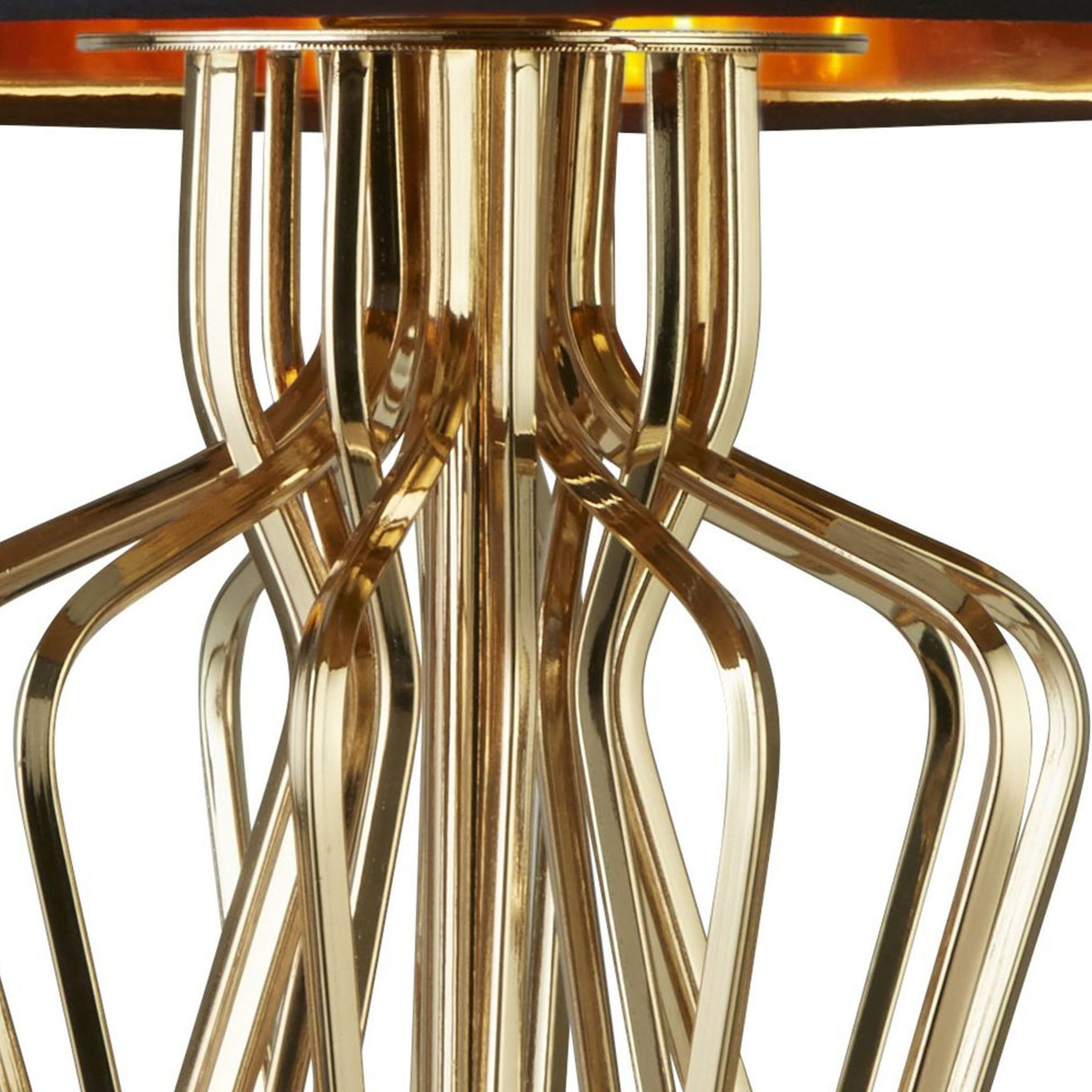 Searchlight Electric Ethan Table Lamp - Gold Metal, Black Marble & Black Fabric 4110GO