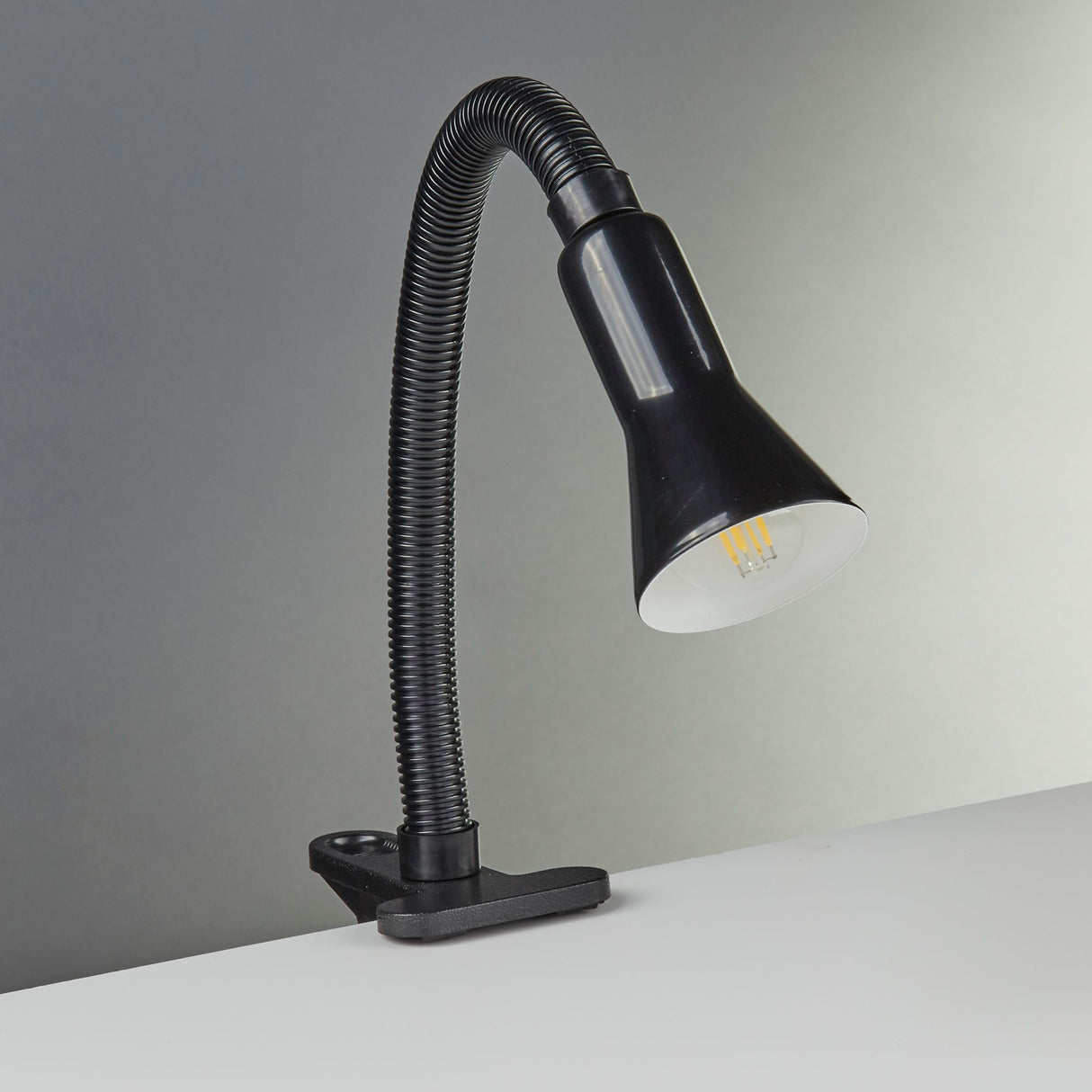 Searchlight Electric Desk Partners Flex Clip Task Lamp - Black Metal 4122BK