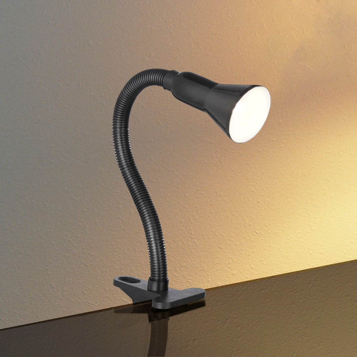 Searchlight Electric Desk Partners Flex Clip Task Lamp - Black Metal 4122BK