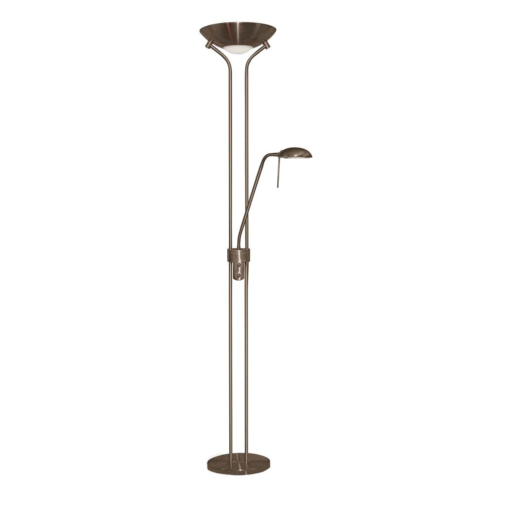 Mother & Child Floor Lamp - Antique Brass Metal & Glass