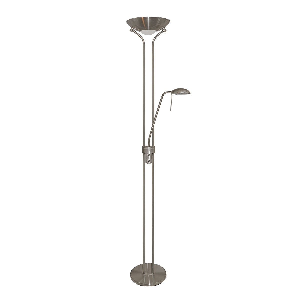 Searchlight Electric Mother & Child Floor Lamp - Satin Silver Metal & Glass 4329SS