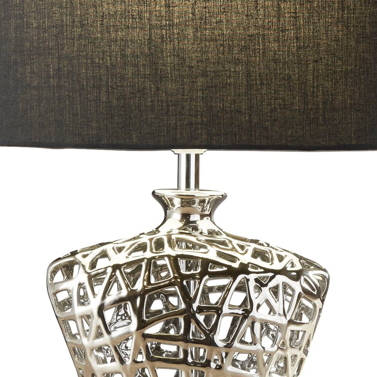 Searchlight Electric Network Table Lamp - Chrome Metal & Black Fabric Oval Shade 4552CC