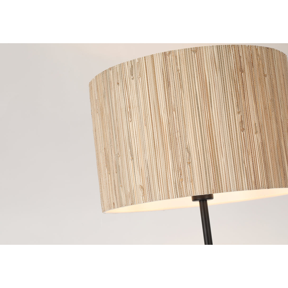 Searchlight Electric Meadow 1Lt Floor Lamp, Natural Grass Shade and Black Metal 49713BK