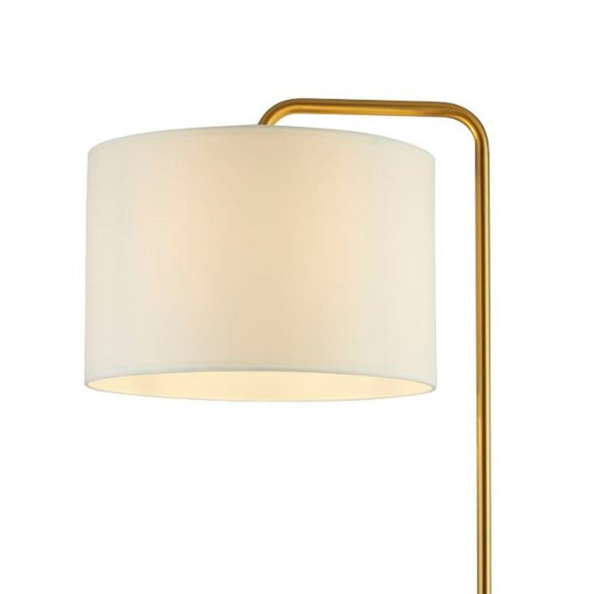 Searchlight Electric Gallow Floor Lamp-Antique Gold Metal, Marble & White Fabric 5024GO