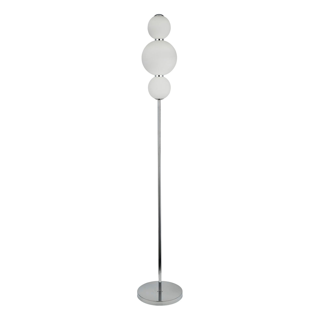 Searchlight Electric Snowball 3Lt Floor Lamp - Chrome Metal & Opal Glass 51021-3CC