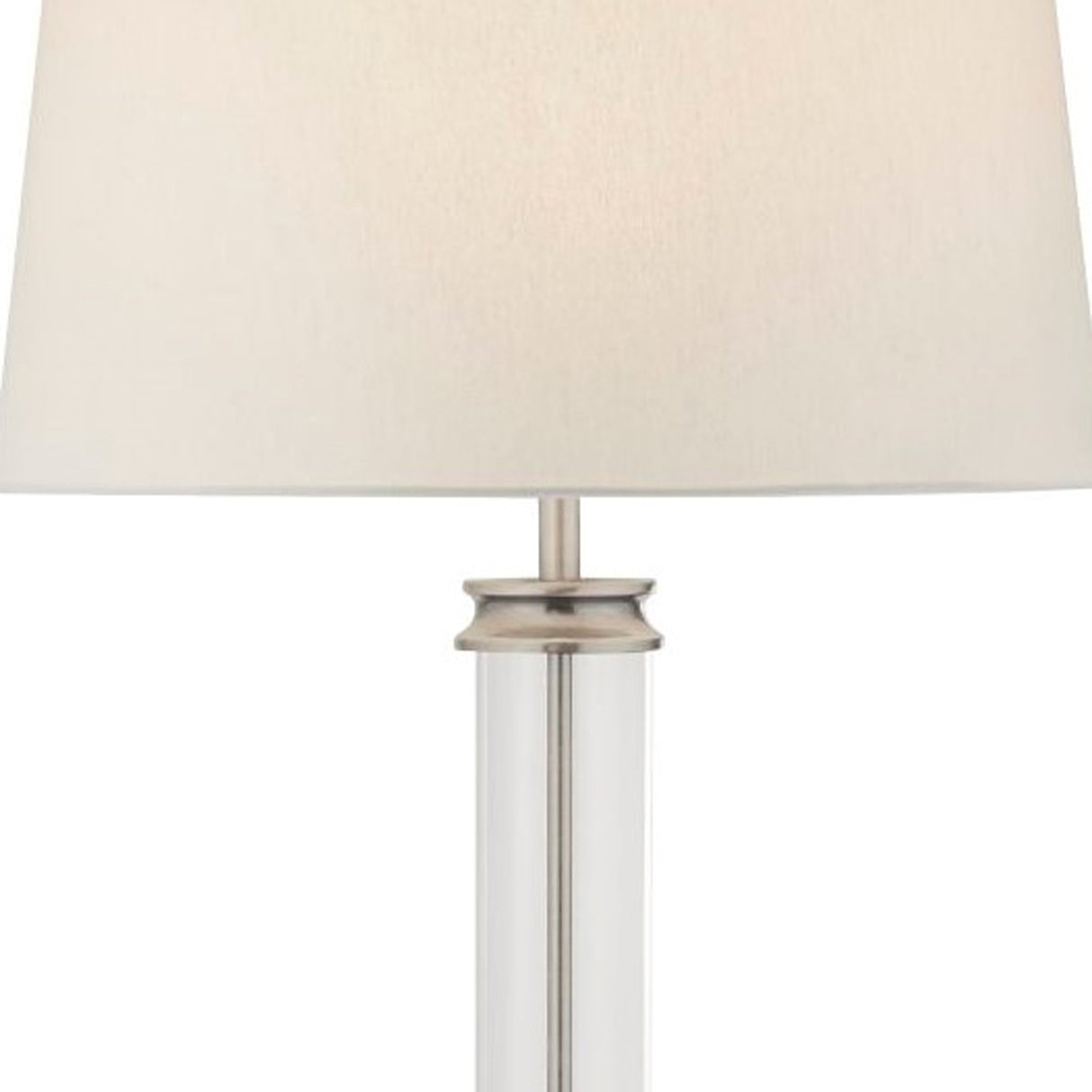 Searchlight Electric Pedestal Floor Lamp - Satin Silver, Glass & Cream Fabric 5142SS