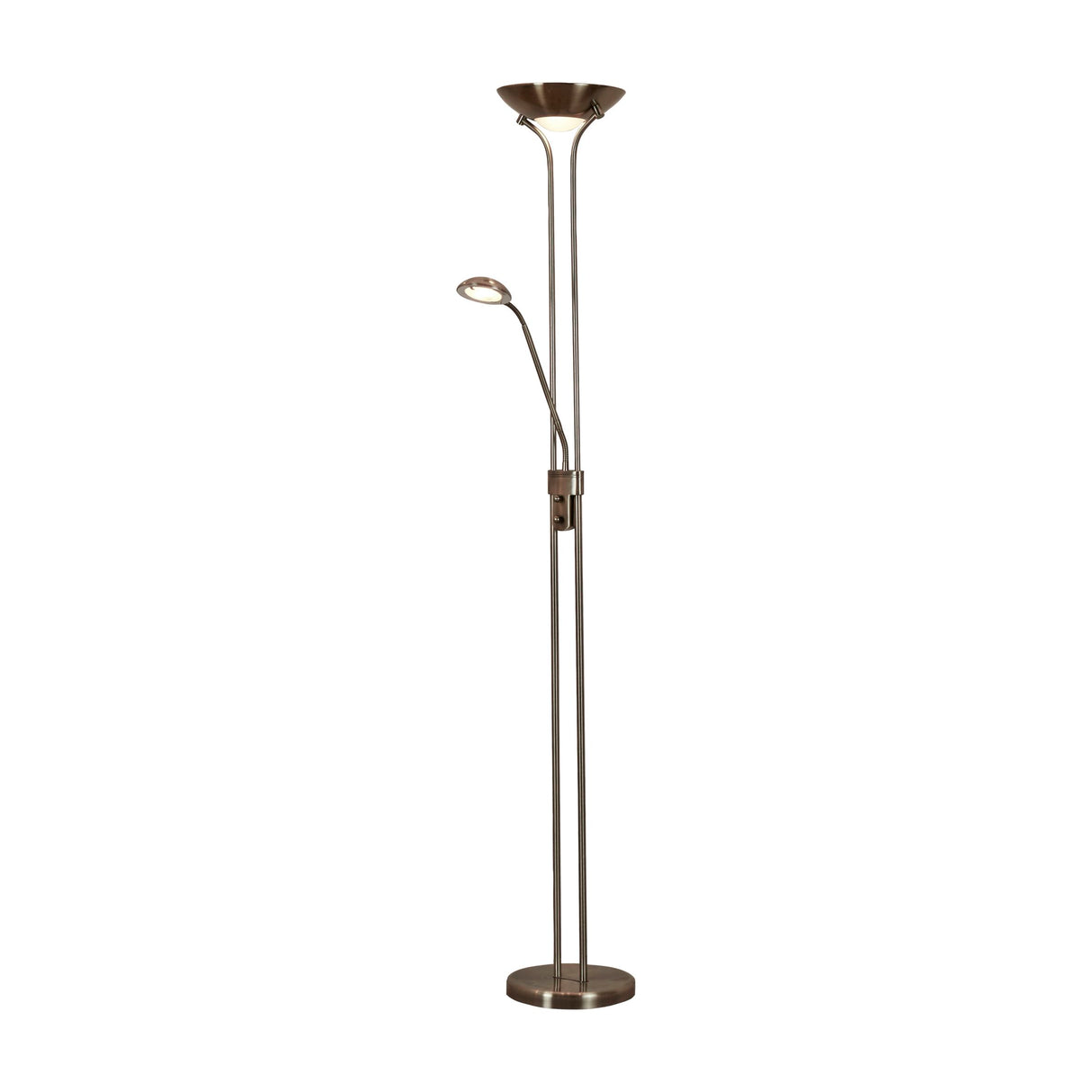 Mother & Child Floor Lamp - Antique Brass Metal & Glass