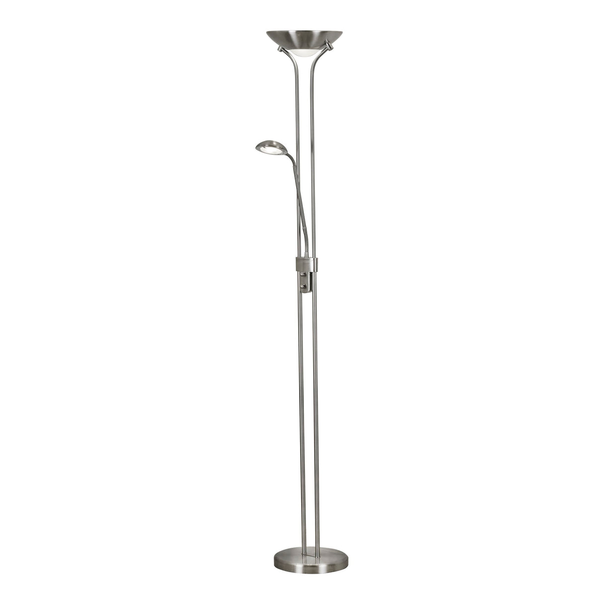 Mother & Child Floor Lamp - Satin Silver Metal & Glass