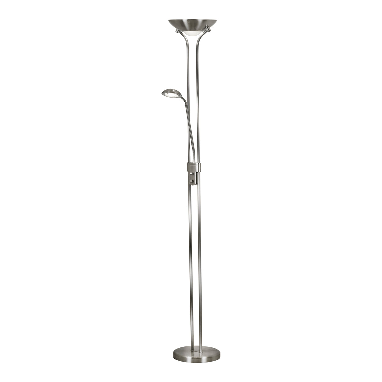 Searchlight Electric Mother & Child Floor Lamp - Satin Silver Metal & Glass 5430SS
