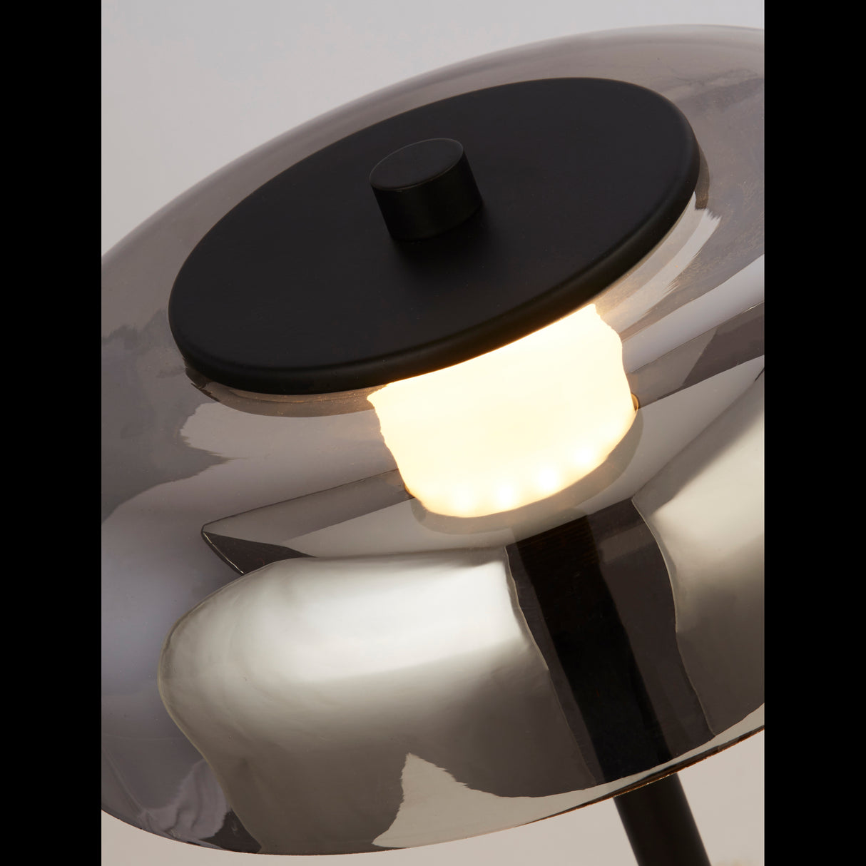 Searchlight Electric Frisbee Floor Lamp - Black Metal & Smoked Glass 59802-1SM