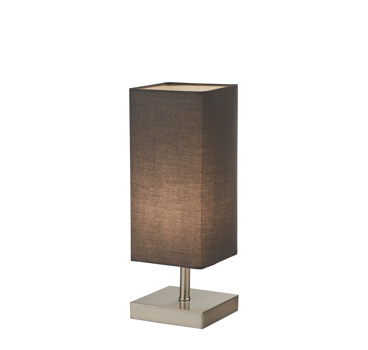Valley Table Lamp - Satin Silver Metal & Dark Grey Fabric