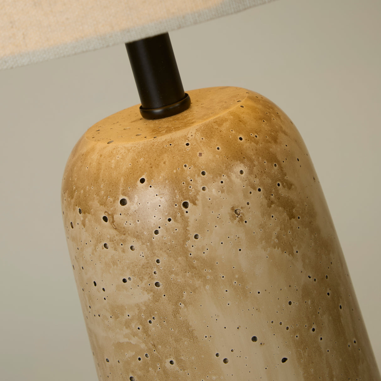 Searchlight Electric Agra Table Lamp - Travertine effect & Fabric Shade 62019