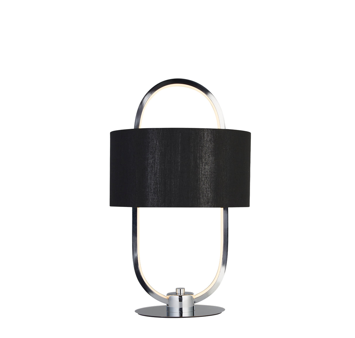 Madrid Table Lamp - Chrome Metal & Black Fabric Shade