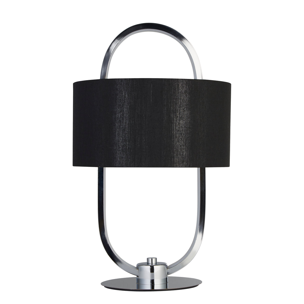 Searchlight Electric Madrid Table Lamp - Chrome Metal & Black Fabric Shade 62801CC