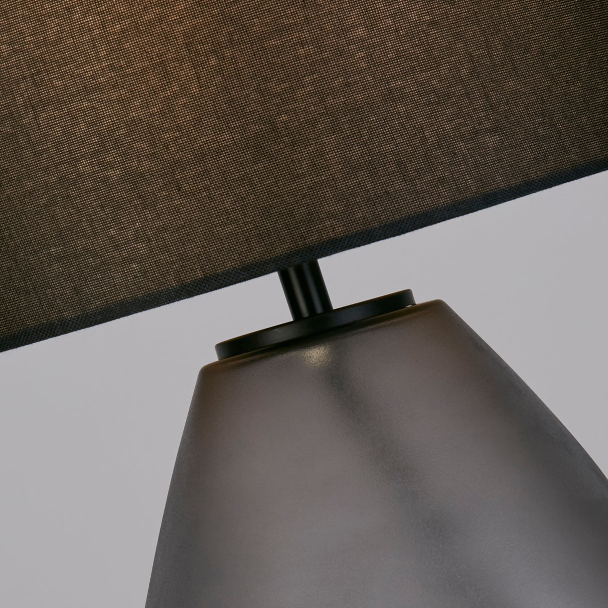 Searchlight Electric Devon 1Lt Table Lamp, Black Punched Glass with Black Linen 65420BK