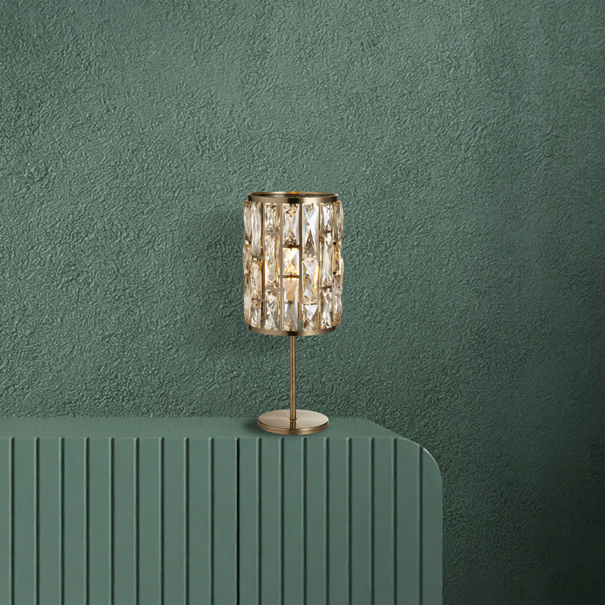 Searchlight Electric Bijou Table Lamp - Antique Brass Metal & Champagne Glass 6584AB