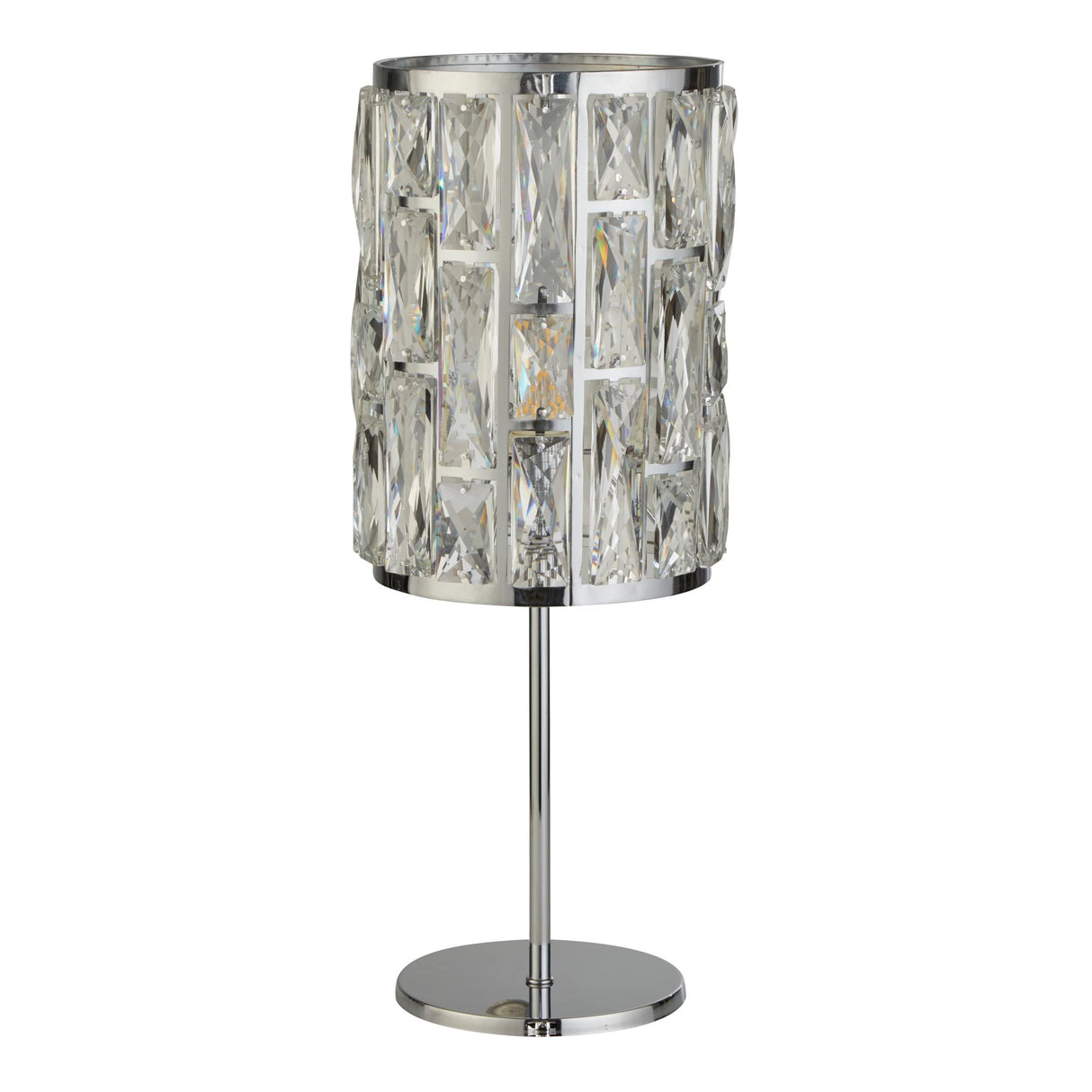 Searchlight Electric Bijou Table Lamp - Chrome Metal & Crystal Glass 6584CC