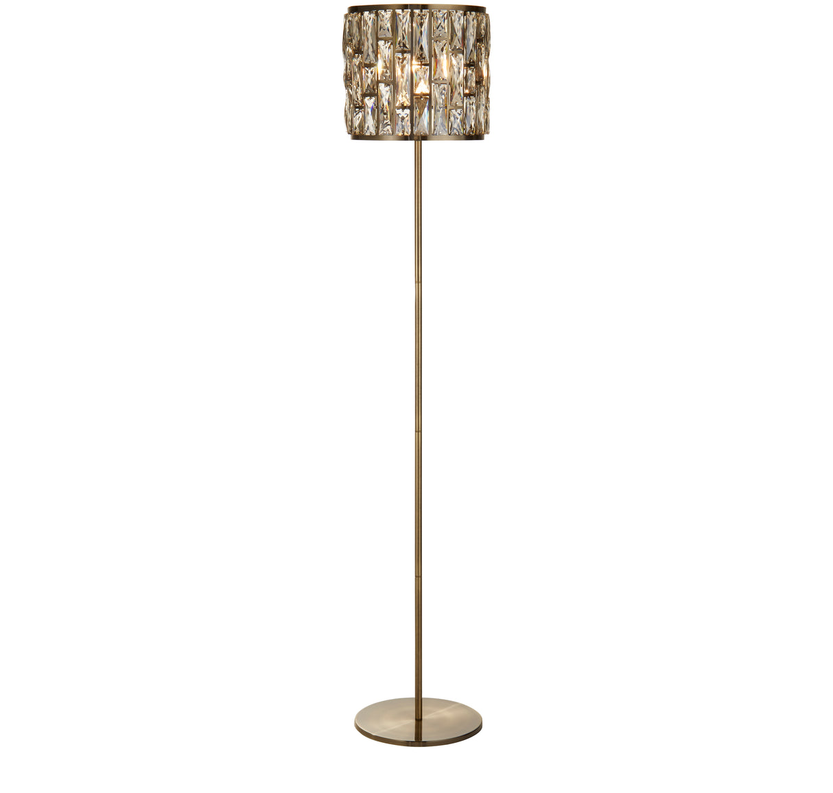 Bijou Floor Lamp - Antique Brass Metal & Champagne Glass