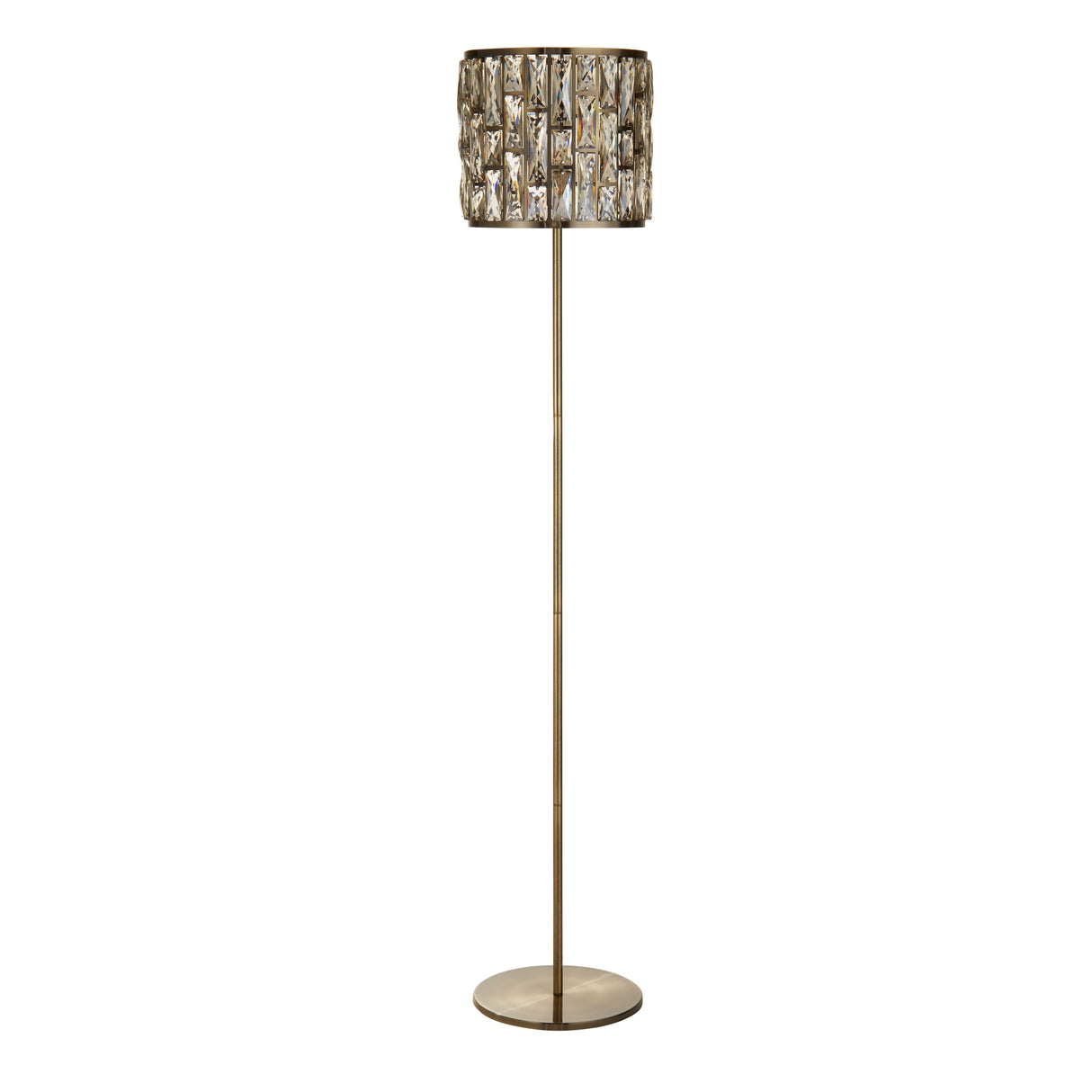 Searchlight Electric Bijou Floor Lamp - Antique Brass Metal & Champagne Glass 6589AB