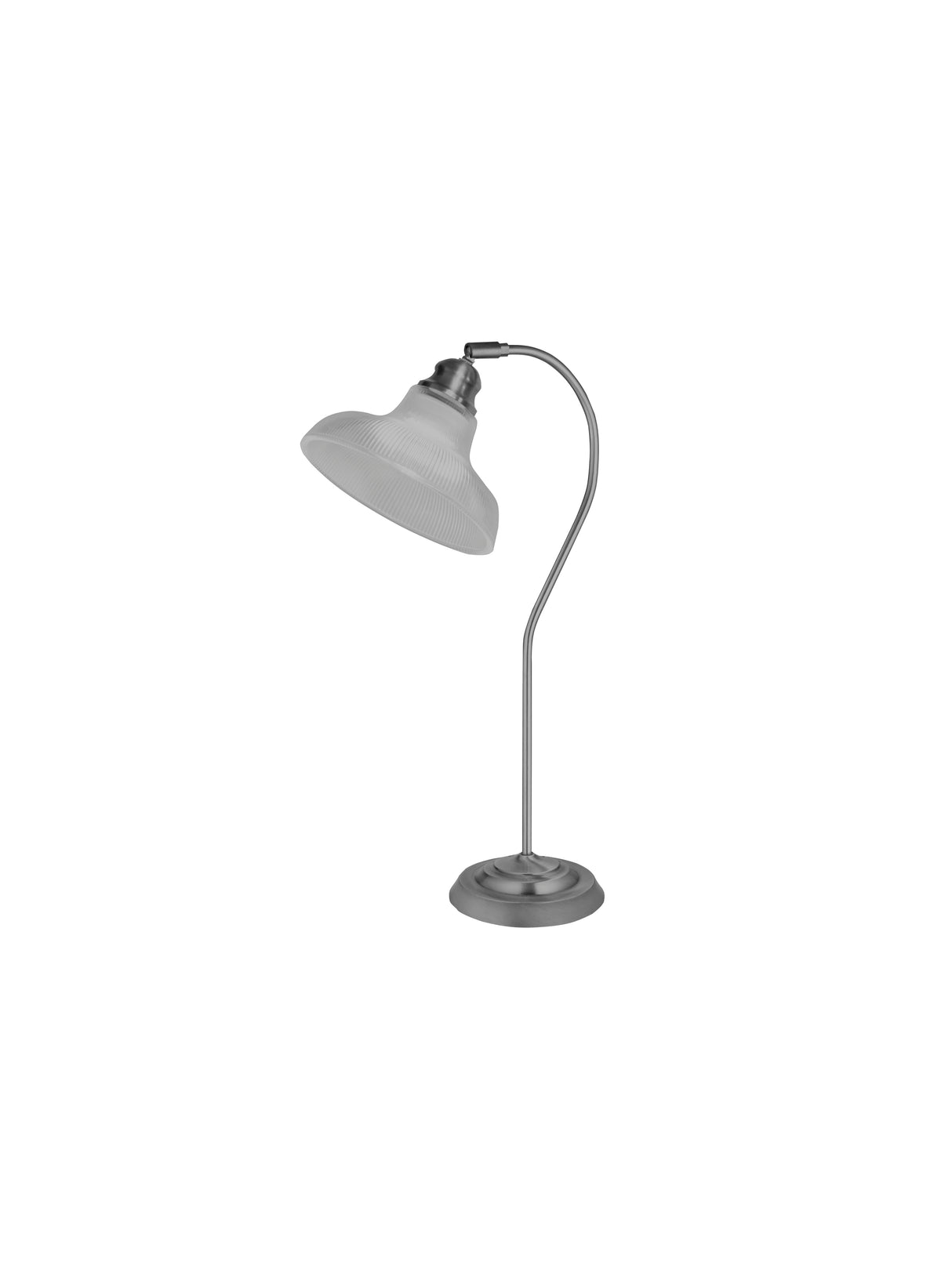 Searchlight Electric Bistro III Table Lamp -Satin Silver & Holphane Style Glass 7180SS