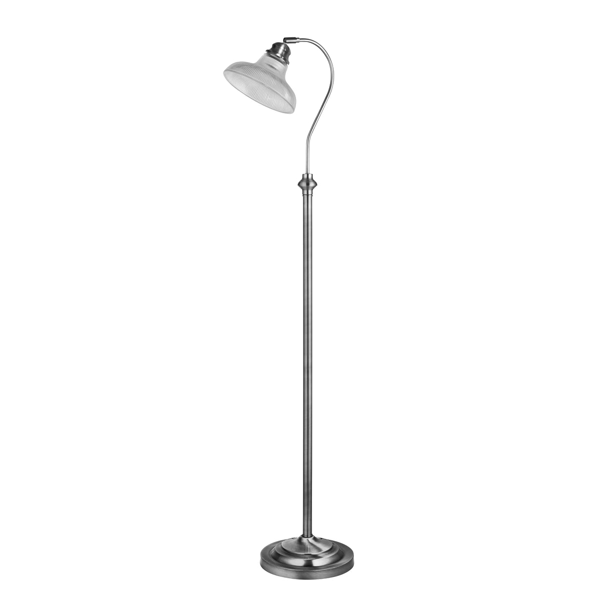 Searchlight Electric Bistro III Floor Lamp - Satin Silver & Holphane Style Glass 7184SS