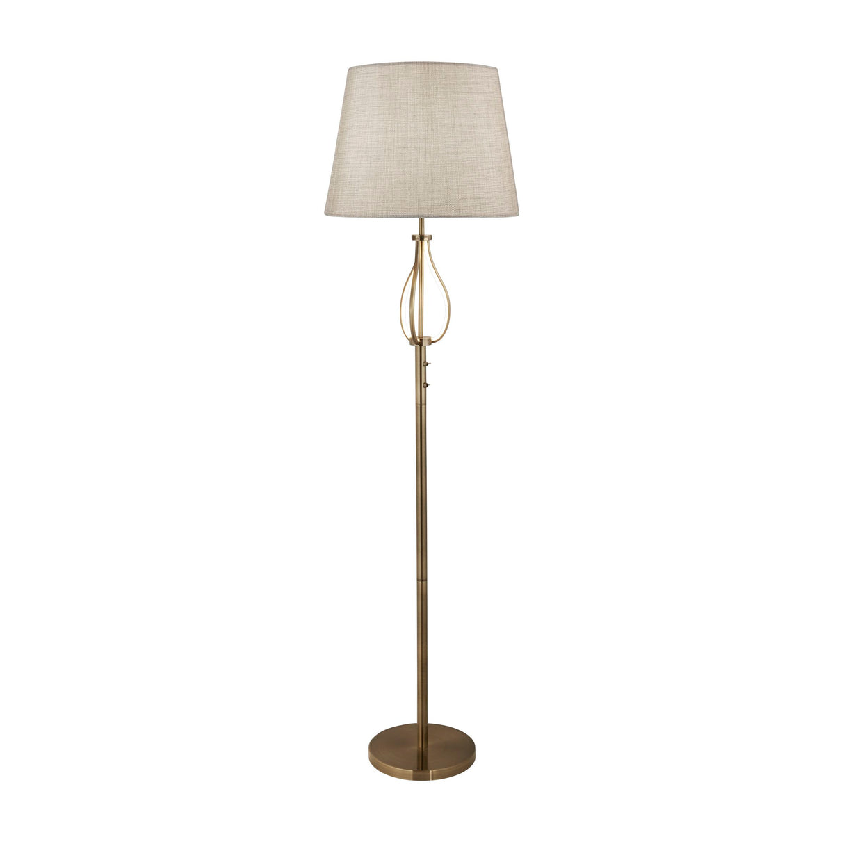 Vegas Floor Light- Antique Brass Metal & Cream Hessian Shade