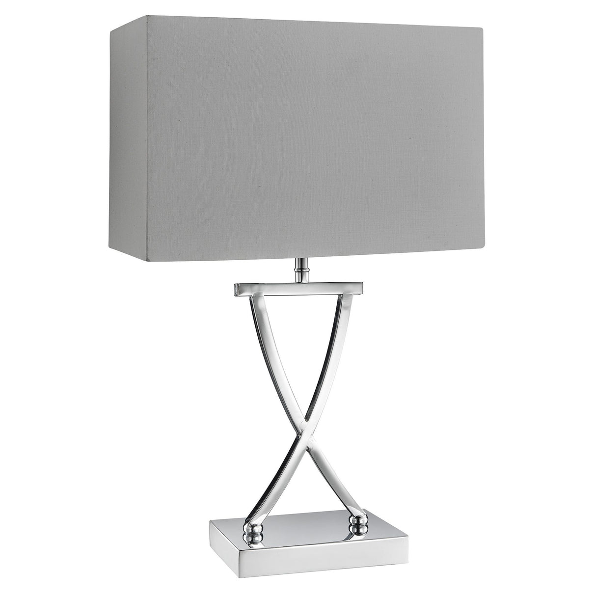 Searchlight Electric Club Table Lamp - Chrome Metal & White Faux Silk Shade 7923CC