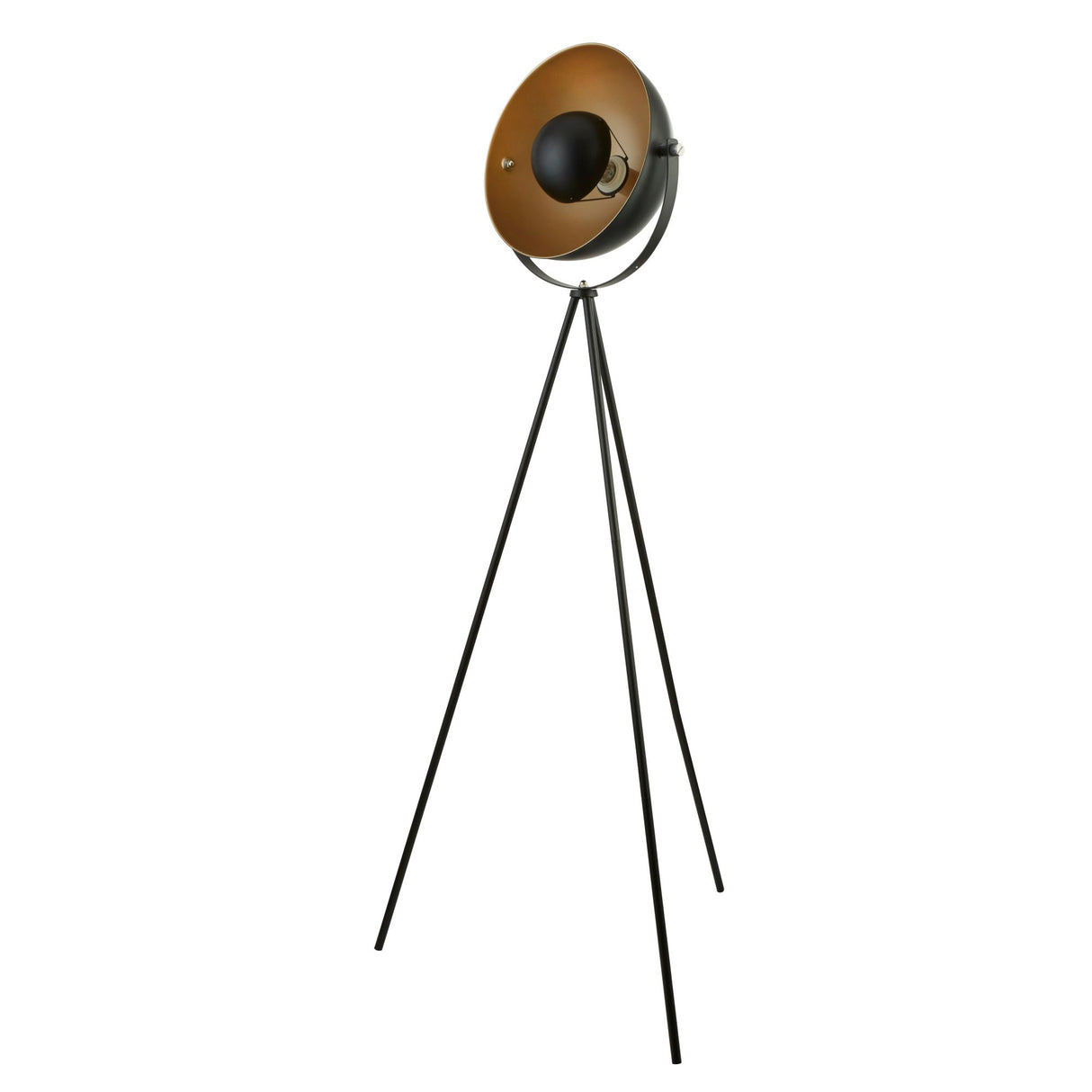 Searchlight Electric Blink Tripod Floor Lamp - Black Matt Metal & Gold 8022BK