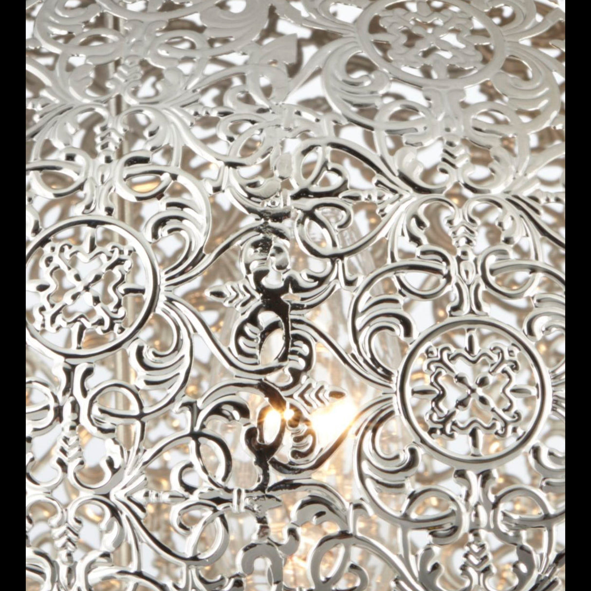 Searchlight Electric Fretwork Table Lamp - Laser Cut Nickel Metal 8221-1SS