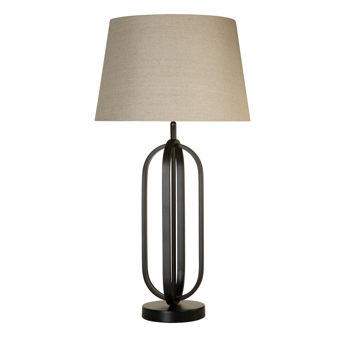 Searchlight Electric Chic Table Lamp - Black Metal with Natural Shade 91101NA