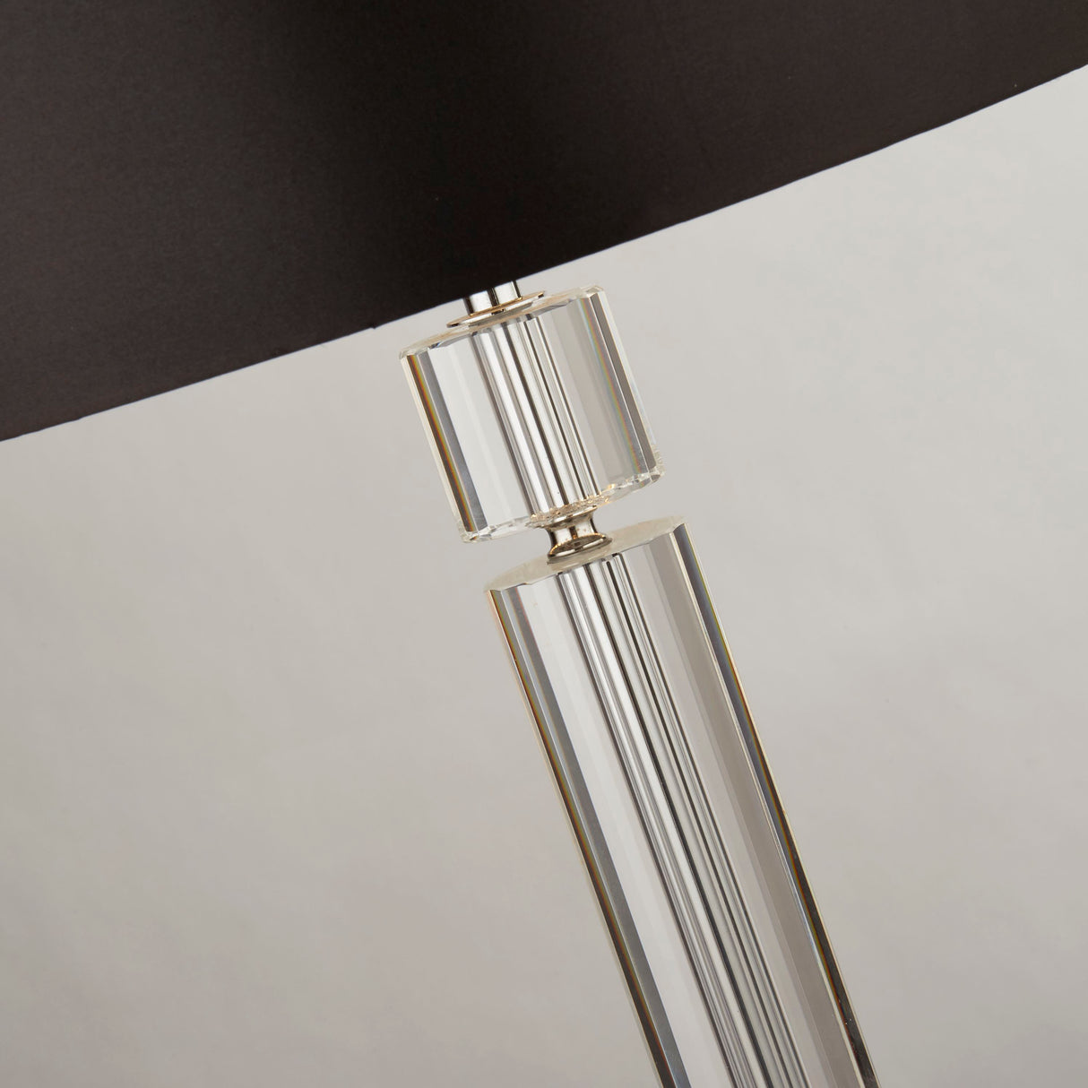 Searchlight Electric Kylie Table Lamp - Chrome Metal, Clear Glass & Black Shade 9387CC