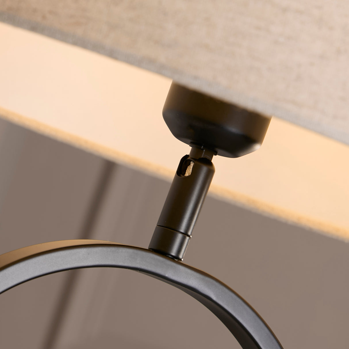 Searchlight Electric Modish Table Lamp - Matt Black Metal With Natural Shade 94101NA