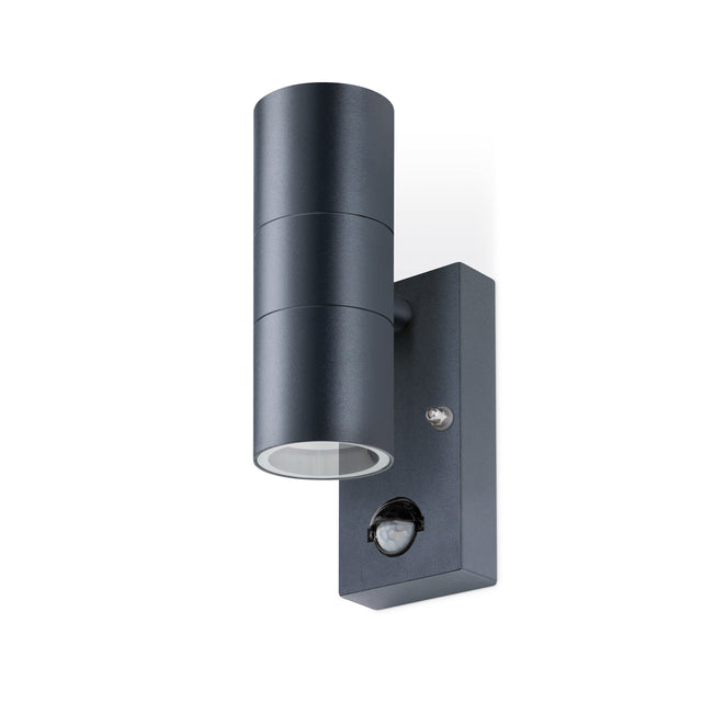 JCC Lighting JC17063ANTH Twin GU10 Anthracite Up/Down wall light with PIR 7W LED Max IP44