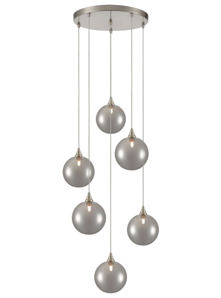 Franklite Galaxy 6 Light Spreader in satin nickel with smoked glass Galaxy part no - FL2453-6-365