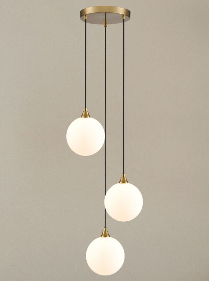 Franklite Galaxy 3 Light Spreader in aged brass with matt opal glass Galaxy part no - FL2468-3-367