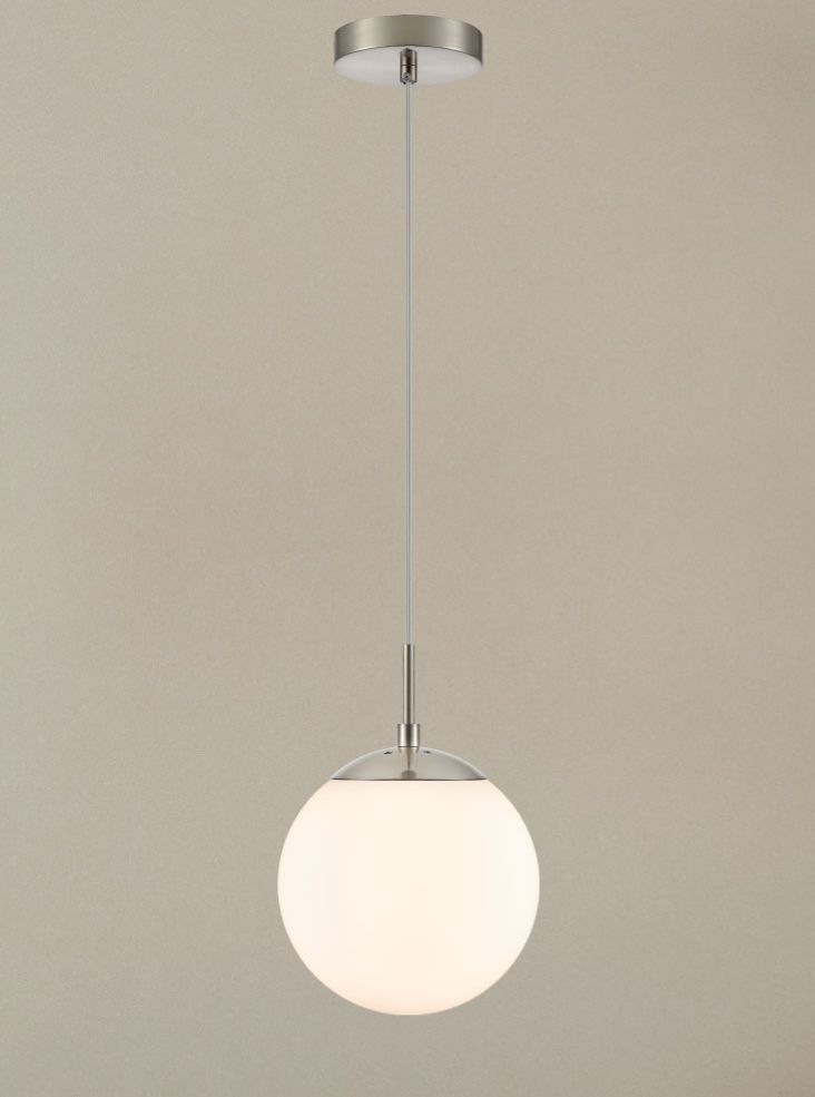 Franklite Galaxy single pendant in satin nickel with matt opal glass Galaxy part no - PCH425-371