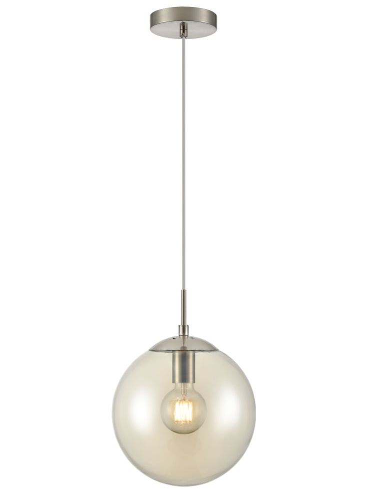 Franklite Galaxy single pendant in satin nickel with amber glass Galaxy part no - PCH425-374