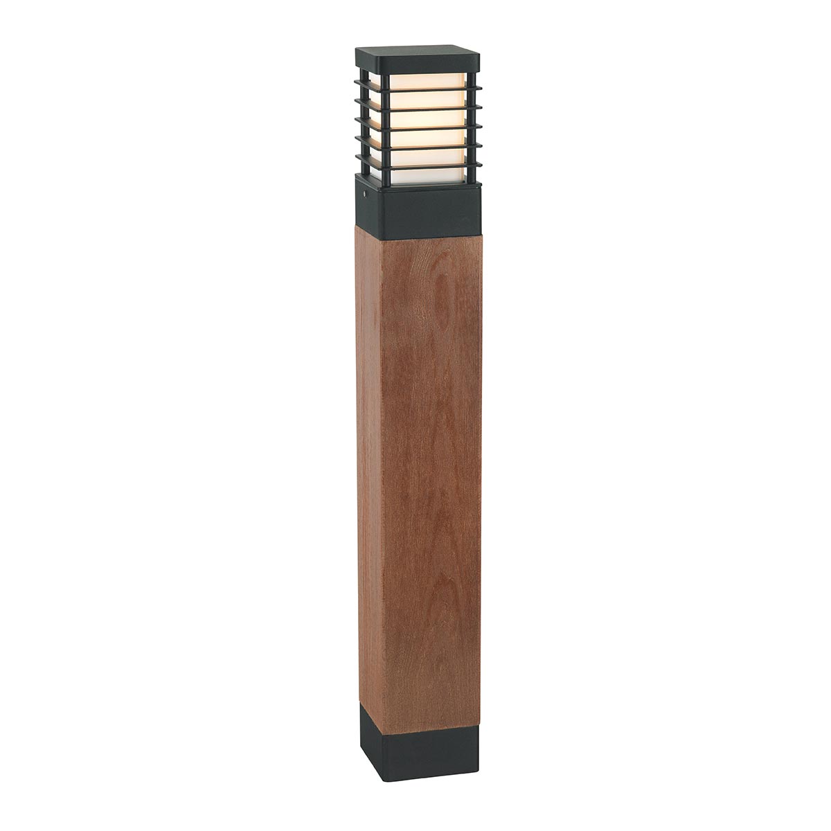 Norlys Halmstad 1 Light Large Wooden Bollard - Black H-STADSW-L-E27-B