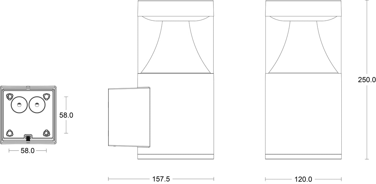 JCC JC039035 Exterior Wall Light Up Light 10W 27K/3K/4K/57K IP65 Black Downward EM