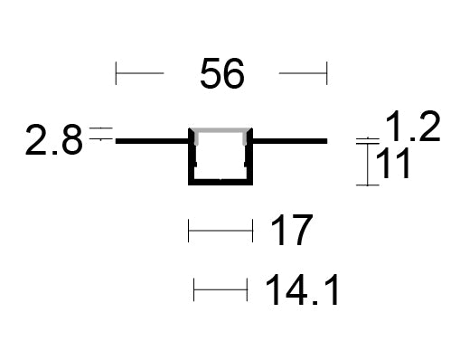 JCC Lighting JC121387 Plaster-in aluminium profile 2 meters opal diffuser
